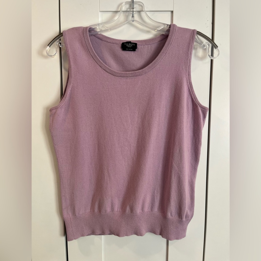 Talbots Petites Sleeveless Tank Top Pima Cotton Size S Lavender